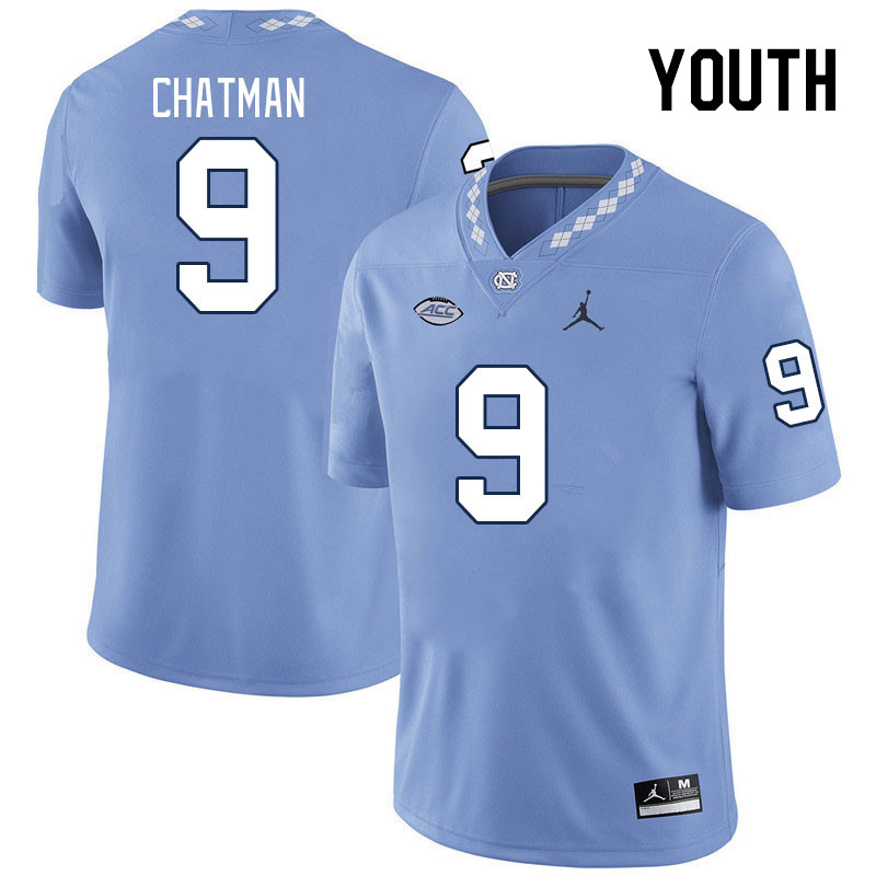 Youth #9 Armani Chatman North Carolina Tar Heels College Football Jerseys Stitched-Carolina Blue